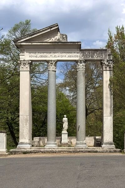Roman column and lintel structure, Villa Borghese Park, Rome, Lazio, Italy, Europe
