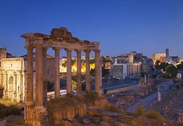 Roman Forum at dusk, UNESCO World Heritage Site, Rome, Lazio, Italy, Europe
