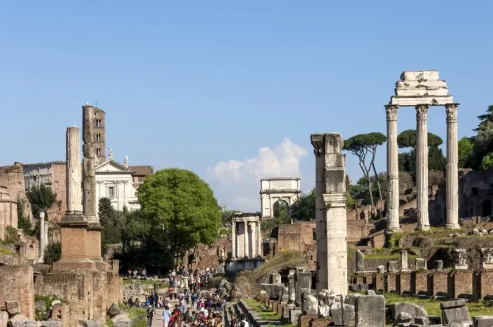 Framed Print : Roman Forum with Temple of Vesta, Arch of Titus, and Temple of Castor and Pollux Framed Print : Roman Forum with Temple of Vesta, Arch of Titus, and Temple of Castor and Pollux