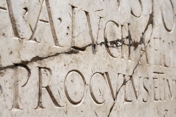 Roman lettering in Herculaneum, UNESCO World Heritage Site, Campania, Italy, Europe