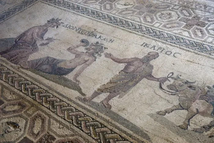 Framed Print : Roman mosaic, Archaeological Park, Paphos, Cyprus, Europe Framed Print : Roman mosaic, Archaeological Park, Paphos, Cyprus, Europe