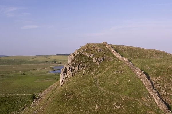 Roman Wall to east at Craglough, Hadrians Wall, UNESCO World Heritage Site