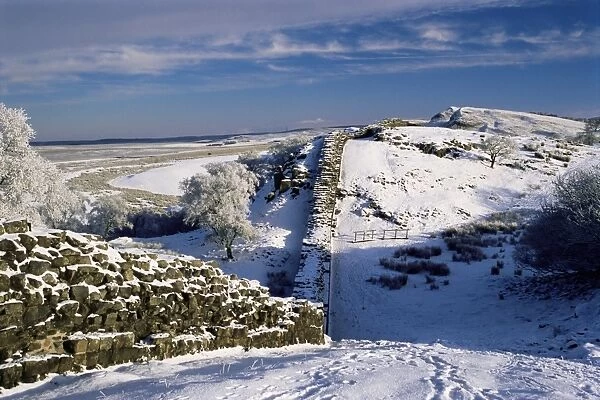 Roman Wall, Wallcrags to East, Northumbria, England, United Kingdom, Europe