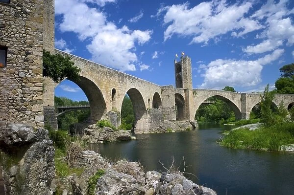 The Romanesque bridge, Besalu, Catalonia, Spain, Europe