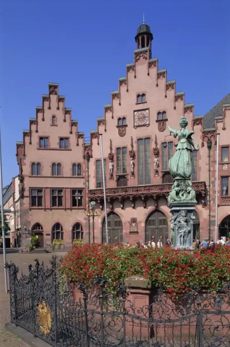 Framed Print : Romer Town Hall in Romer Square in Frankfurt Framed Print : Romer Town Hall in Romer Square in Frankfurt