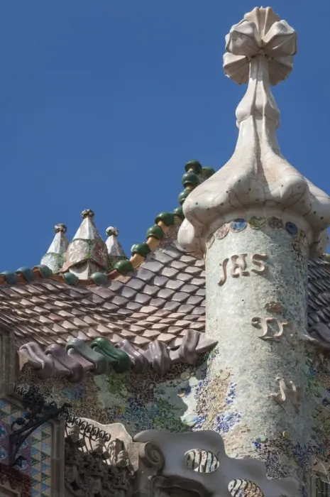 Framed Print : Roof detail of Casa Batllo, designed by Antonio Gaudi, UNESCO World Heritage Site, Passeig de Gracia, Barcelona, Catalunya, Spain, Europe Framed Print : Roof detail of Casa Batllo, designed by Antonio Gaudi, UNESCO World Heritage Site, Passeig de Gracia, Barcelona, Catalunya, Spain, Europe