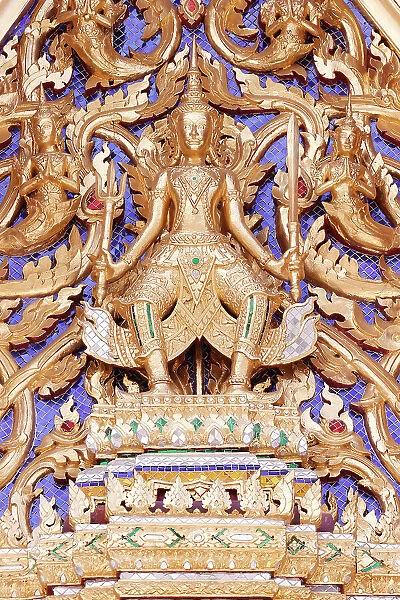 Roof detail, Wat Phra Kaew (Temple of the Emerald Buddha), Bangkok, Thailand, Southeast Asia, Asia