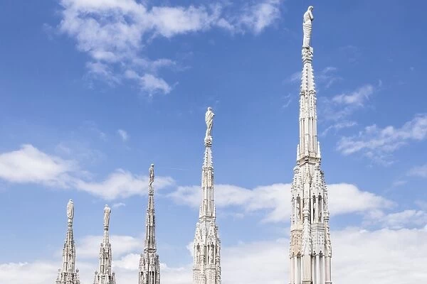 The roof of Duomo di Milano (Milan Cathedral), Milan, Lombardy, Italy, Europe