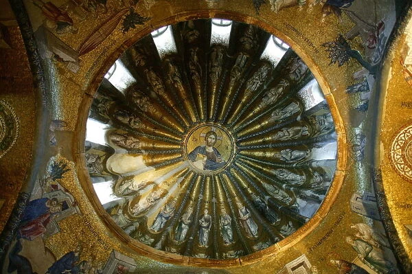 Roof mosaic of Christ the Pantocrator, Church of St. Saviour in Chora, Istanbul, Turkey