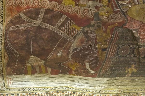 Roof murals, Dambulla Cave Temple, UNESCO World Heritage Site, Sri Lanka, Asia