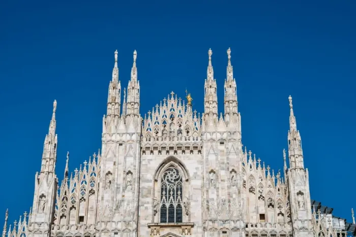 Framed Print : Roof and spires of Milans iconic Duomo cathedral, Milan, Lombardy, Italy, Europe