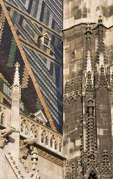 Detail of roof of Stephansdom Cathedral, Vienna, Austria, Europe
