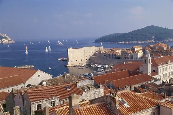 Roofs of Old City, UNESCO World Heritage Site, and the Island of Lokrum