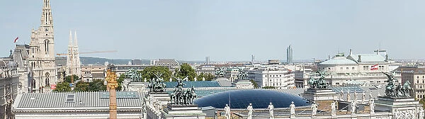 Rooftop view from the Justizcafe of the City Hall and Parliament, Vienna, Austria, Europe