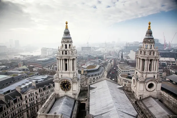 Framed Print : Rooftop view over London on a foggy day from St. Paul's Cathedral, London, England, United Kingdom Framed Print : Rooftop view over London on a foggy day from St. Paul's Cathedral, London, England, United Kingdom