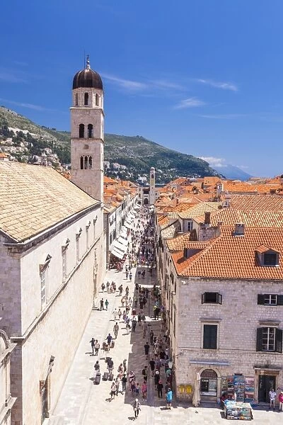 Rooftop view of Main Street Placa, Stradun, Dubrovnik Old Town, UNESCO World Heritage Site