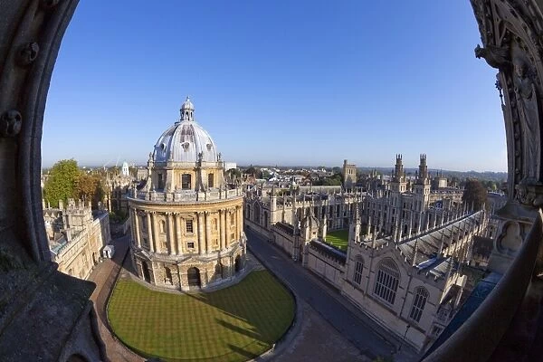 Rooftop view of Radcliffe Camera and All Souls College from University Church of St