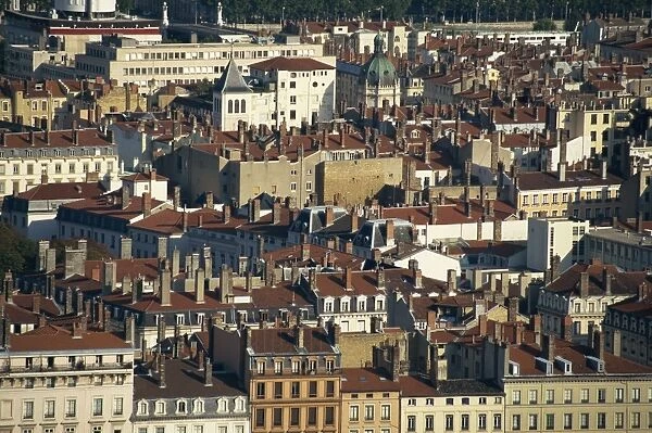Rooftops of houses and churches of Presqu Ile, Lyon, in the Rhone Valley