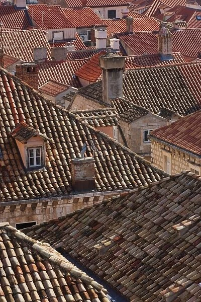 Rooftops from Old Town walls, Dubrovnik, Croatia, Europe