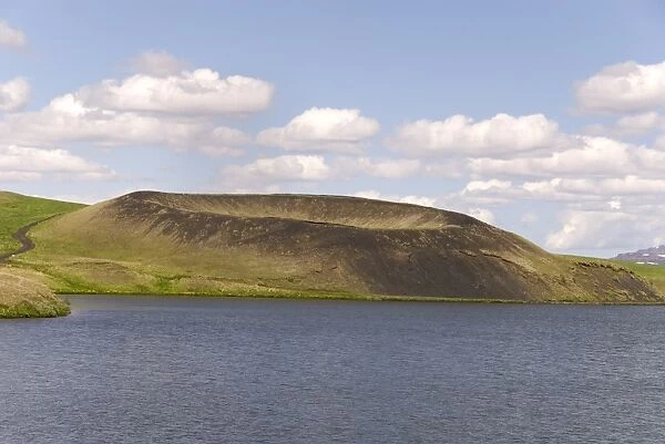Rootless crater, Skutustadir, south end of Lake Myvatn, Iceland, Polar Regions