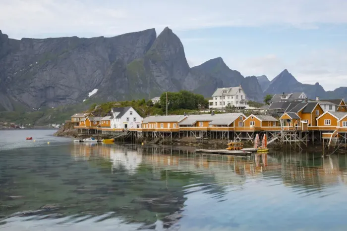 Framed Print : Rorbu, traditional fishing huts used for tourist accommodation in village of Reine Framed Print : Rorbu, traditional fishing huts used for tourist accommodation in village of Reine