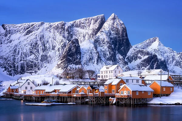 Rorbuer huts, rorbu, Sakrisoy, Moskenesoy, Lofoten Islands, Nordland, Norway, Europe