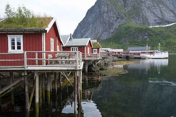 Rorbuer, traditional fishermnens cottages now used for tourist accommodaton in Reine