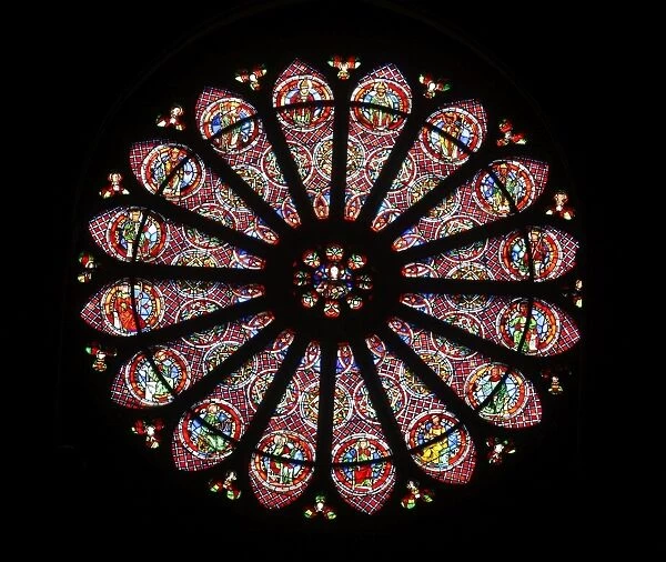 Rose window, St. Remy basilica, UNESCO World Heritage Site, Reims, Marne, France, Europe