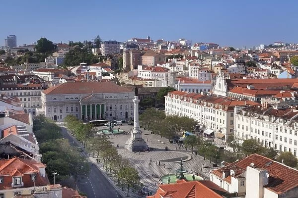 Rossio, Praca Dom Pedro IV, National Theatre Dona Maria II, Baixa, Lisbon, Portugal