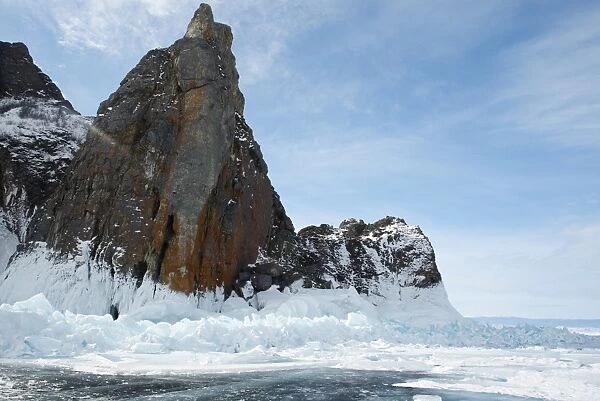 Rough ice formed at Olkhon Island as the waves freeze at the beginning of winter, Lake Baikal, Irkutsk Oblast, Siberia, Russia, Eurasia