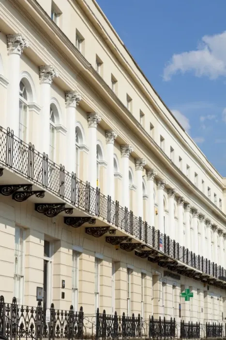 Framed Print : Row of Georgian Regency style terraced houses on St. Georges Road, Cheltenham Spa Framed Print : Row of Georgian Regency style terraced houses on St. Georges Road, Cheltenham Spa