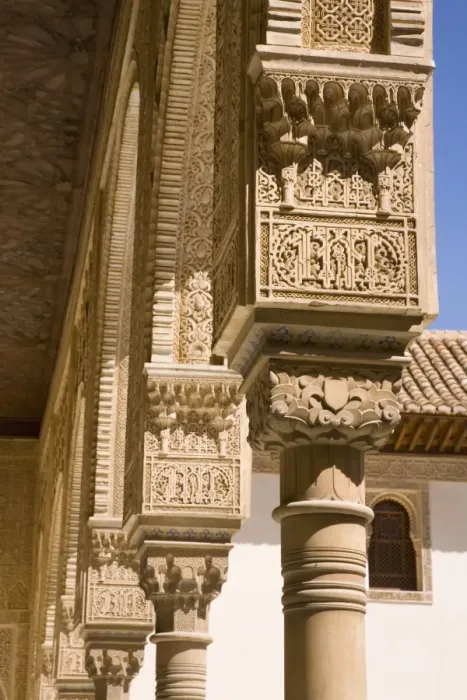 Framed Print : Row of intricately decorated columns in the Patio de los Arrayanes, Casa Real Framed Print : Row of intricately decorated columns in the Patio de los Arrayanes, Casa Real