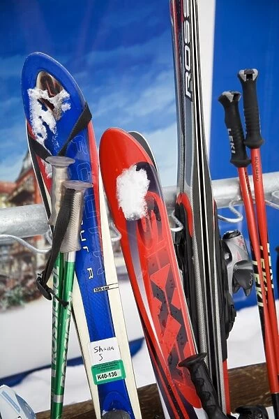 Row of skis at Lionshead Village