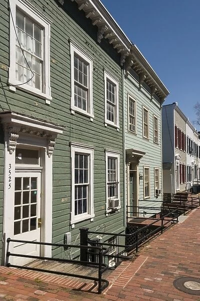 Row of timber framed townhouses in Georgetown, Washington, D. C. United States of America, North America
