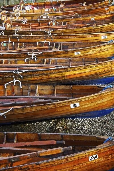 Rowing boats, Ambleside, Lake Windermere, Lake District National Park, Cumbria, England, United Kingdom, Europe