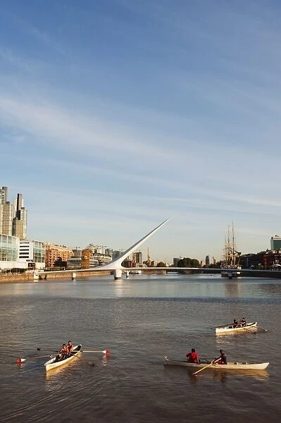 Rowing boats on Puente de la Mujer, Buenos Aires, Argentina, South America