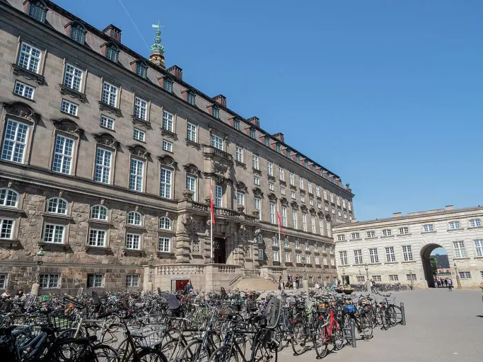 Framed Print : Rows of bicycles outside the Christiansborgs Palace, home of the Danish Parliament, Copenhagen, Denmark, Scandinavia, Europe Framed Print : Rows of bicycles outside the Christiansborgs Palace, home of the Danish Parliament, Copenhagen, Denmark, Scandinavia, Europe