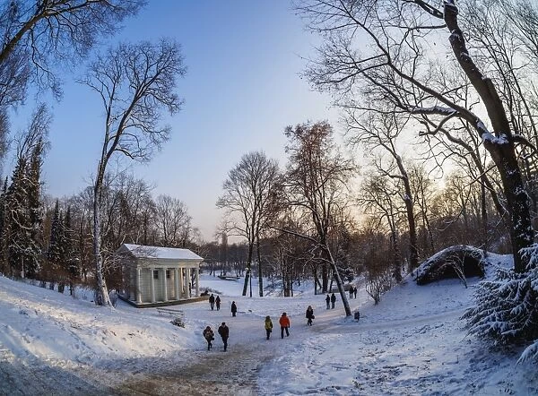 Royal Baths Park at winter time, Warsaw, Masovian Voivodeship, Poland, Europe