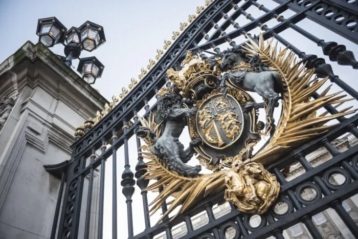 Framed Print : Royal Coat of Arms on the gates at Buckingham Palace, London, England, United Kingdom Framed Print : Royal Coat of Arms on the gates at Buckingham Palace, London, England, United Kingdom