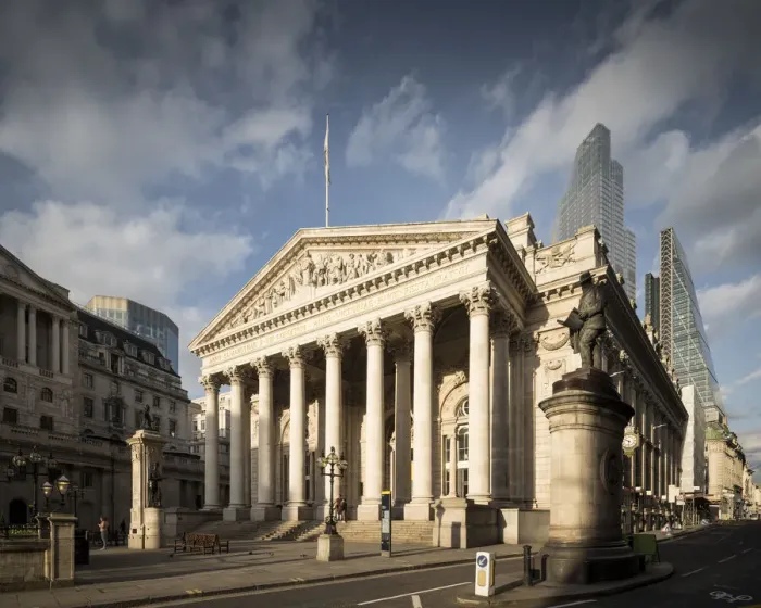 Framed Print : The Royal Exchange with Bank of England on left, City of London, London, England Framed Print : The Royal Exchange with Bank of England on left, City of London, London, England