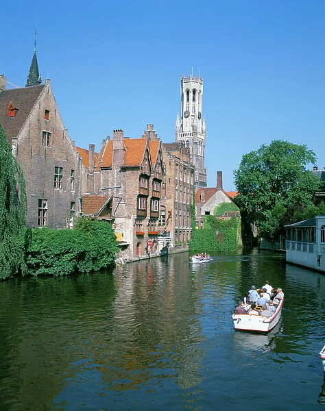 Rozenhoedkai and Belfried, Bruges (Brugge), UNESCO World Heritage Site, Belgium, Europe