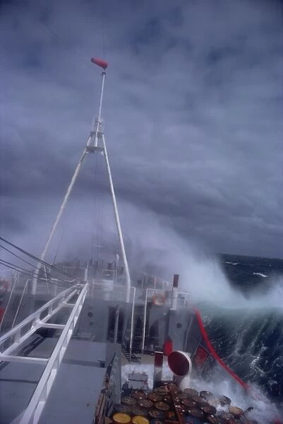 RRS Bransfield in rough seas, Antarctica, Polar Regions