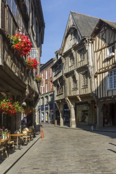 Framed Print : Rue de l Apport, old town, Dinan, Brittany, France, Europe Framed Print : Rue de l Apport, old town, Dinan, Brittany, France, Europe