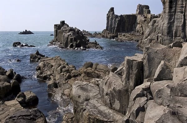 The rugged basaltic cliffs called Tojimbo in Sakai on the Sea of Japan coast