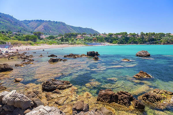 Rugged coastline near Cefalu, Spiaggia di Mazzaforno, Province of Palermo, Sicily, Italy, Mediterranean, Europe