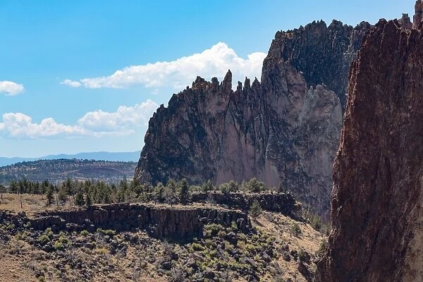 The rugged Smith Rock State Park in central Oregons High Desert, near Bend, Oregon
