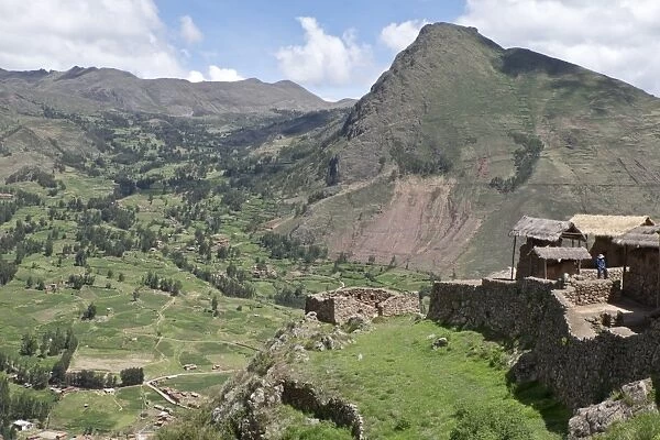 Ruins of the Inca archaeological site of Pisac near Cusco, Peru, South America