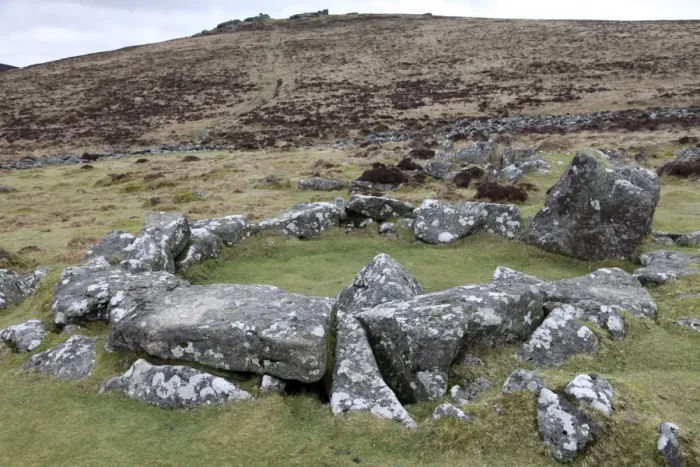 Framed Print : Ruins of middle Bronze Age house, Grimspound, Dartmoor, Devon, England Framed Print : Ruins of middle Bronze Age house, Grimspound, Dartmoor, Devon, England
