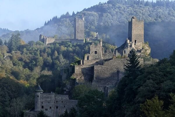 Ruins of Oberburg and Niederburg Castles, Manderscheid, Eifel, Rhineland-Palatinate