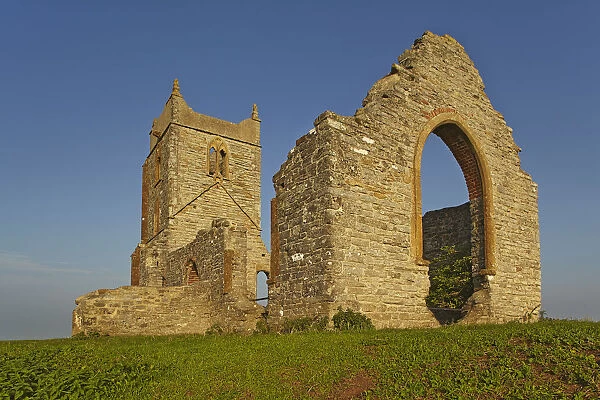 The ruins of St. Michaels Church on the summit of Burrow Mump